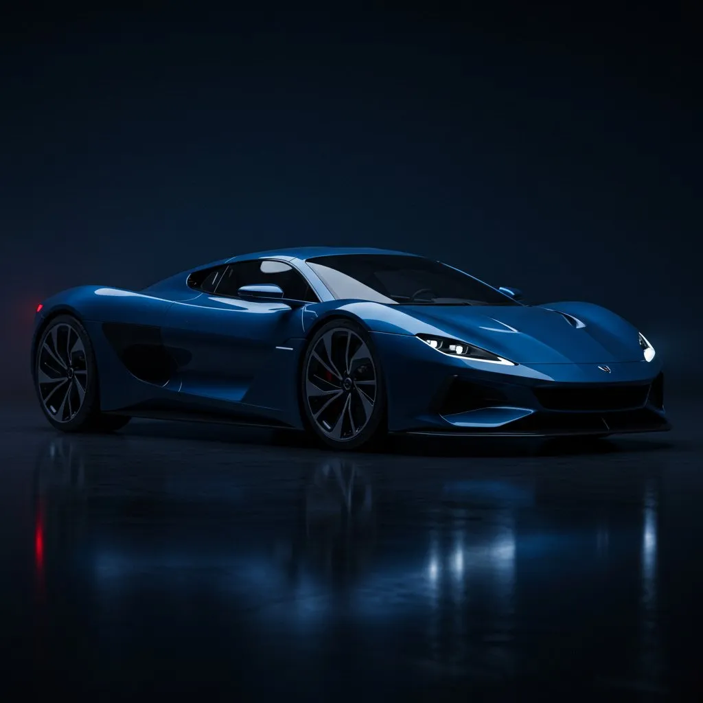 Luxury car in motion - A premium vehicle gliding through a scenic mountain road at sunset